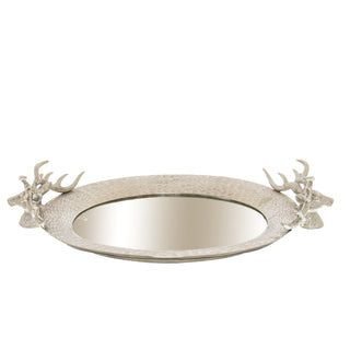 Lucidora - Large Mirrored Tray With Stag Heads - Decorative Trays