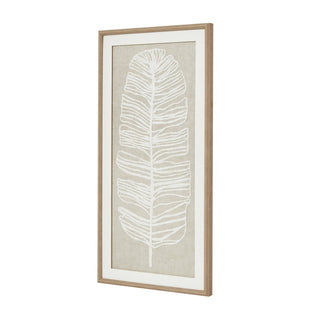Lucidora - Large Plume White Feather Art Mounted In Beaded Frame - Art & Printed