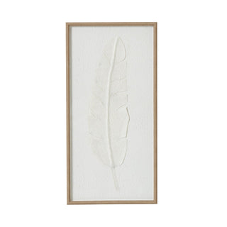 Lucidora - Large Quill White Feather Art Mounted In Beaded Frame - Art & Printed