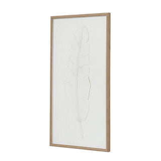 Lucidora - Large Quill White Feather Art Mounted In Beaded Frame - Art & Printed