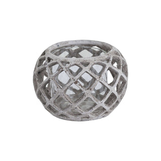 Lucidora - Large Round Ceramic Lattice Hurricane Lantern - Candle Holders