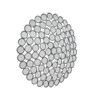 Lucidora - Large Round Convex Antiqued Silver Multi Mirror - Wall Mirrors