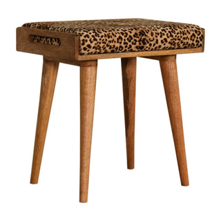 Lucidora - Leopard Velvet Tray Style Footstool - Footstools