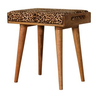 Lucidora - Leopard Velvet Tray Style Footstool - Footstools