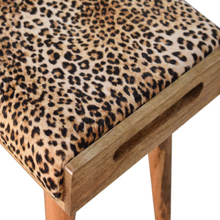 Lucidora - Leopard Velvet Tray Style Footstool - Footstools