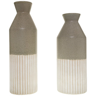 Lucidora - Mason Collection Grey Ceramic Ellipse Tall Vase - Cylindrical Vases