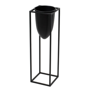 Lucidora - Matt Black Bullet Planter On Black Frame - Planters