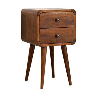 Lucidora - Mini Chestnut Curved Bedside - Bedside Cabinets