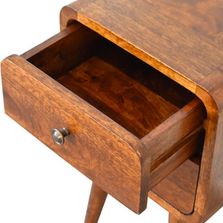 Lucidora - Mini Chestnut Curved Bedside - Bedside Cabinets