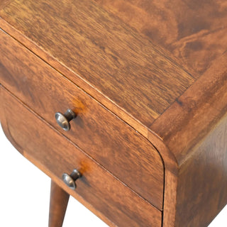 Lucidora - Mini Chestnut Curved Bedside - Bedside Cabinets