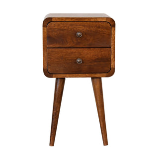 Lucidora - Mini Chestnut Curved Bedside - Bedside Cabinets