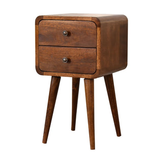 Lucidora - Mini Chestnut Curved Bedside - Bedside Cabinets