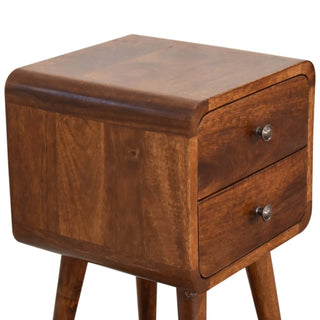 Lucidora - Mini Chestnut Curved Bedside - Bedside Cabinets