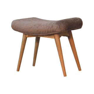 Lucidora - Mocha Faux Fur Curved Bench - Entryway Benches
