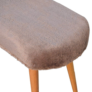 Lucidora - Mocha Faux Fur Fabric Bench - Entryway Benches