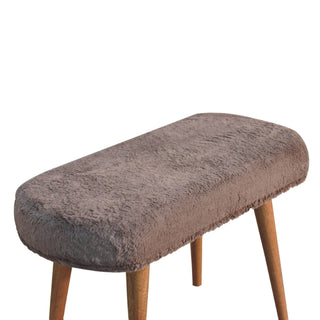 Lucidora - Mocha Faux Fur Fabric Bench - Entryway Benches