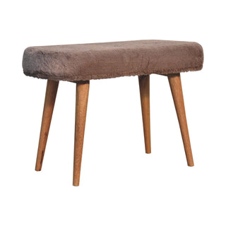 Lucidora - Mocha Faux Fur Fabric Bench - Entryway Benches