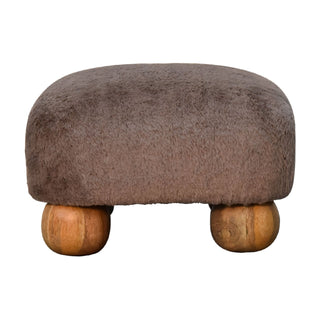 Lucidora - Mocha Faux Fur Nordic Footstool - Footstools