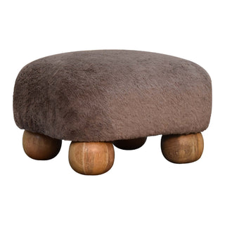 Lucidora - Mocha Faux Fur Nordic Footstool - Footstools