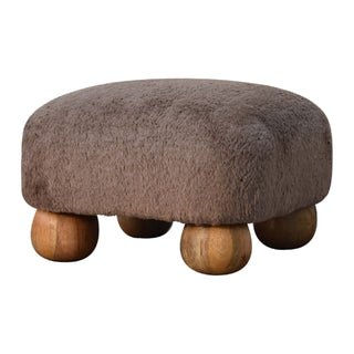 Lucidora - Mocha Faux Fur Nordic Footstool - Footstools