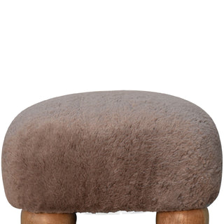 Lucidora - Mocha Faux Fur Nordic Footstool - Footstools