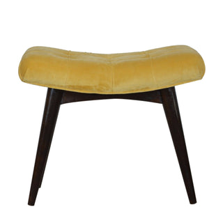 Lucidora - Mustard Cotton Velvet Curved Bench - Entryway Benches
