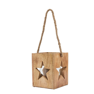 Lucidora - Natural Wooden Large Star Tealight Candle Holder - Candle Holders