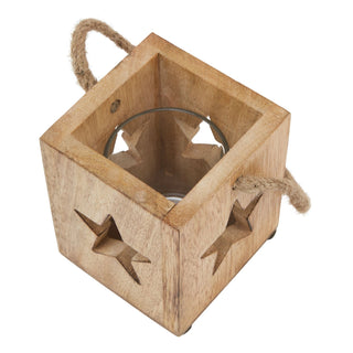Lucidora - Natural Wooden Small Star Tealight Candle Holder - Candle Holders