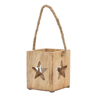 Lucidora - Natural Wooden Small Star Tealight Candle Holder - Candle Holders