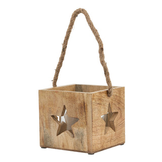 Lucidora - Natural Wooden Star Tealight Candle Holder - Candle Holders