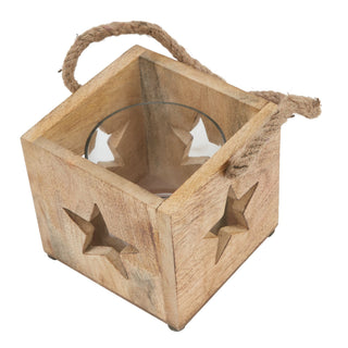 Lucidora - Natural Wooden Star Tealight Candle Holder - Candle Holders