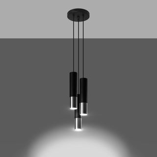 Lucidora - Pendant lamp LOOPEZ 3P black/chrome - Pendant lamps