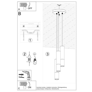 Lucidora - Pendant lamp LOOPEZ 3P black/chrome - Pendant lamps