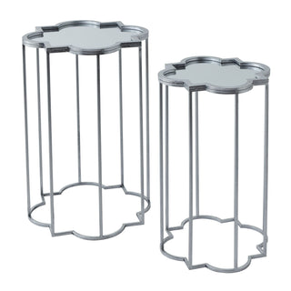 Lucidora - Quatrefoil Mirrored Set Of Two Side Tables - End Tables