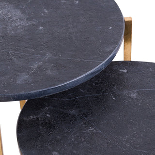 Lucidora - Set Of 2 Gold And Black Marble Tables - End Tables