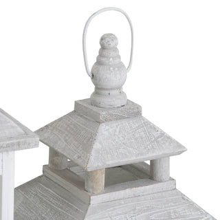 Lucidora - Set Of 3 White Window Style Lanterns With Open Top - Lanterns