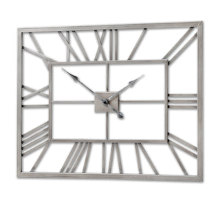 Lucidora - Silver Rectangular Skeleton Wall Clock - Wall Clocks