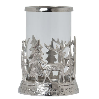 Lucidora - Silver Stag Scene Hurricane Lantern - Lanterns