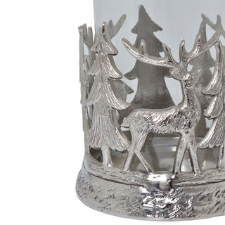 Lucidora - Silver Stag Scene Hurricane Lantern - Lanterns