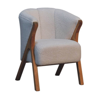 Lucidora - White Boucle Minimalistic Chair - Armchairs