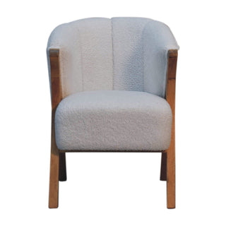 Lucidora - White Boucle Minimalistic Chair - Armchairs