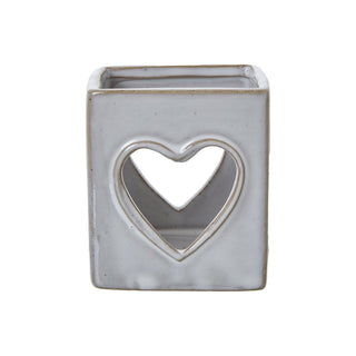 Lucidora - White Ceramic Heart Cut - Out Square Tealight Holder - Candle Holders