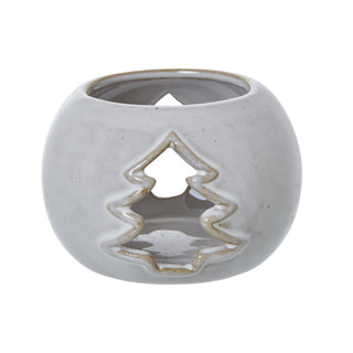 Lucidora - White Ceramic Tree Cut - Out Round Tealight Holder - Candle Holders