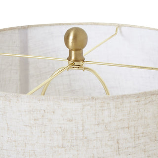 Lucidora - White Wash Bulbous Wicker Table Lamp With Linen Shade - Table Lamps