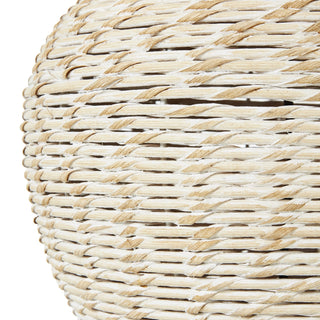 Lucidora - White Wash Wicker Table Lamp With Linen Shade - Table Lamps