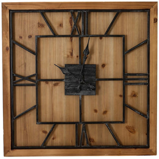 Lucidora - Williston Square Large Wooden Wall Clock - Wall Clocks
