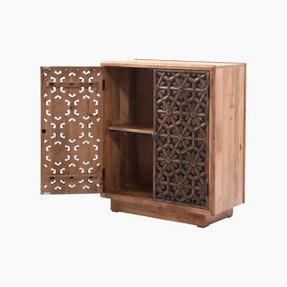 Lucidora - Zaayah Cut Work Two Door Wooden Cabinet - Sideboards