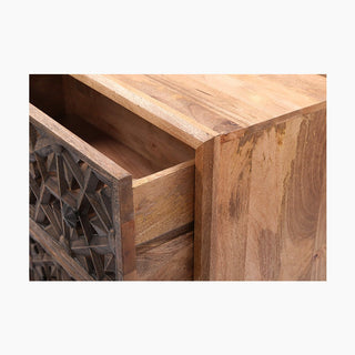 Lucidora - Zaayah Cut Work Wooden Three Chest of Drawers - Chest of Drawers