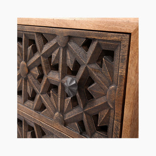 Lucidora - Zaayah Cut Work Wooden Three Chest of Drawers - Chest of Drawers
