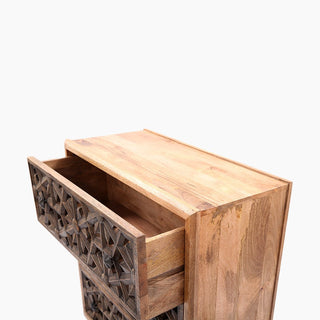 Lucidora - Zaayah Cut Work Wooden Three Chest of Drawers - Chest of Drawers